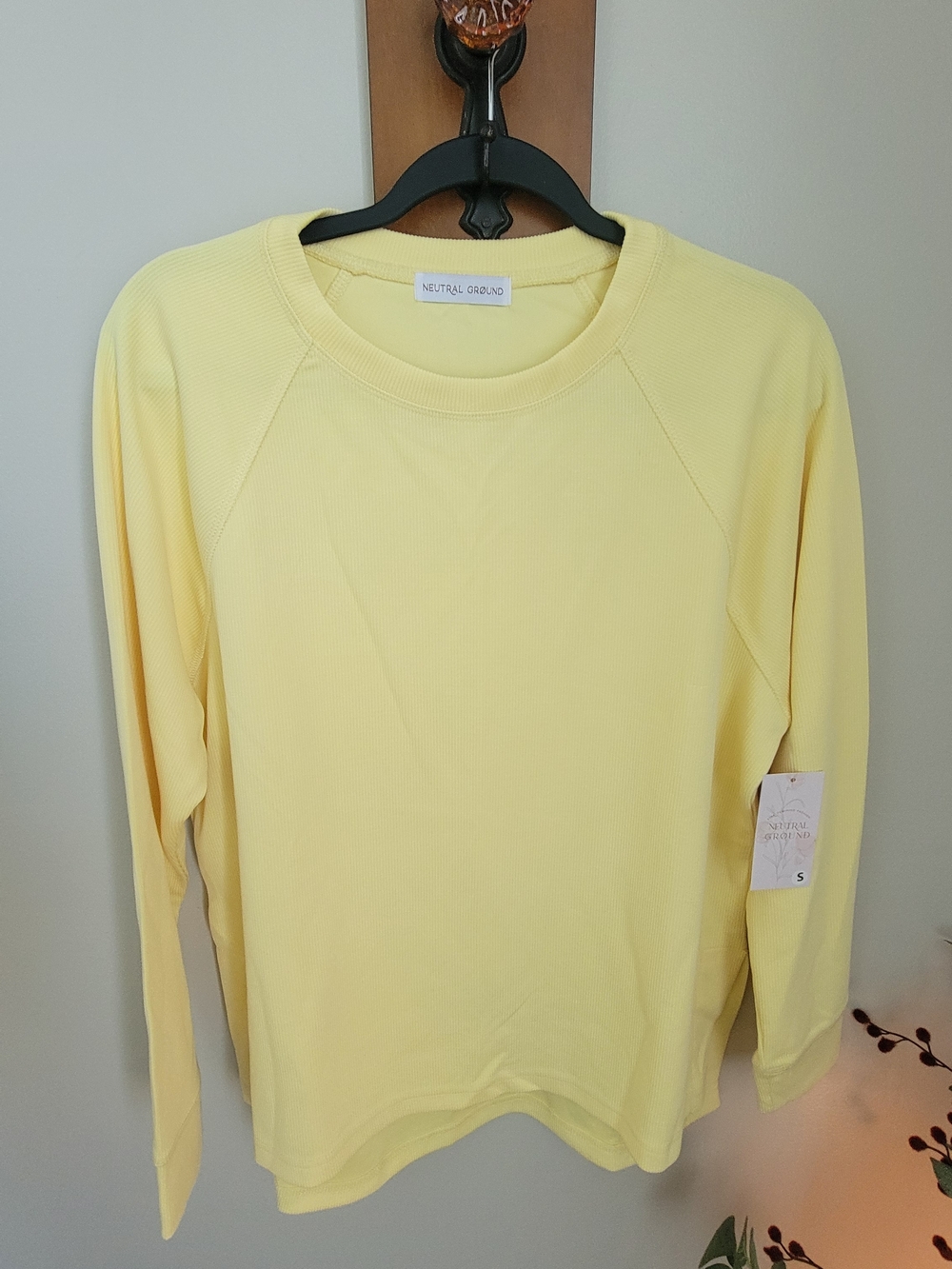 Neutral Ground Women's Long Sleeve Crew Sweatshirt in Soft Yellow